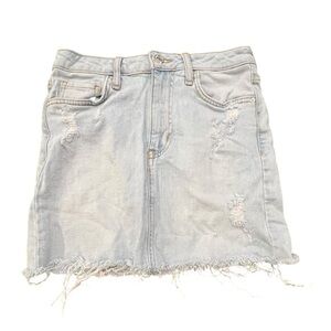 H&M Big Girls Size 24 Distressed Denim Skirt With Fringe At The Bottom CUTE!